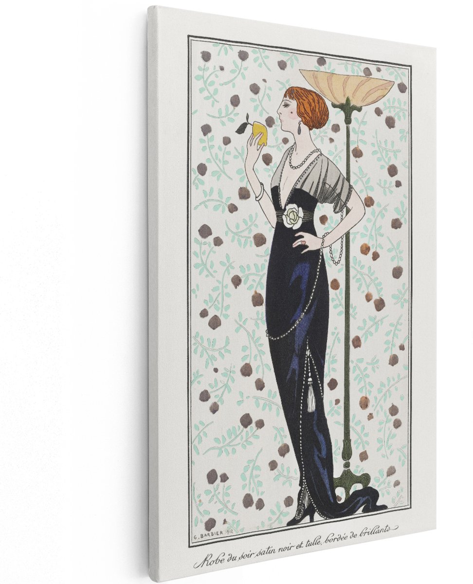 Artaza Canvas Schilderij Vrouw - 120x180 cm - Groot - Wanddecoratie Art Deco - Muurdecoratie Vintage Portret - Decoratie Woonkamer