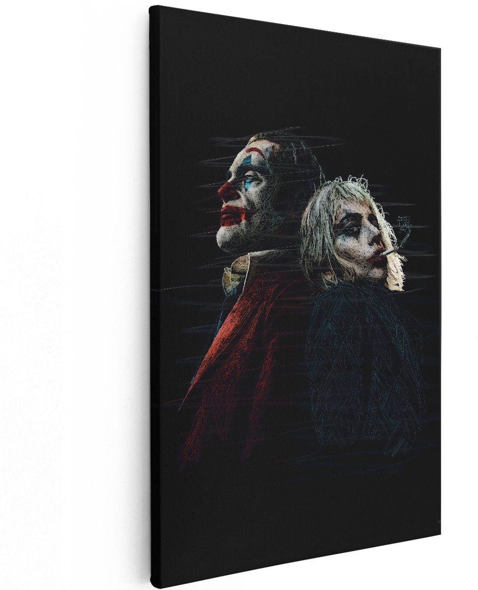 Artaza Canvas Schilderij Joker En Harley Quinn - 120x180 cm - Groot - Wanddecoratie Film - Muurdecoratie Portret - Schilderijen Op Canvas