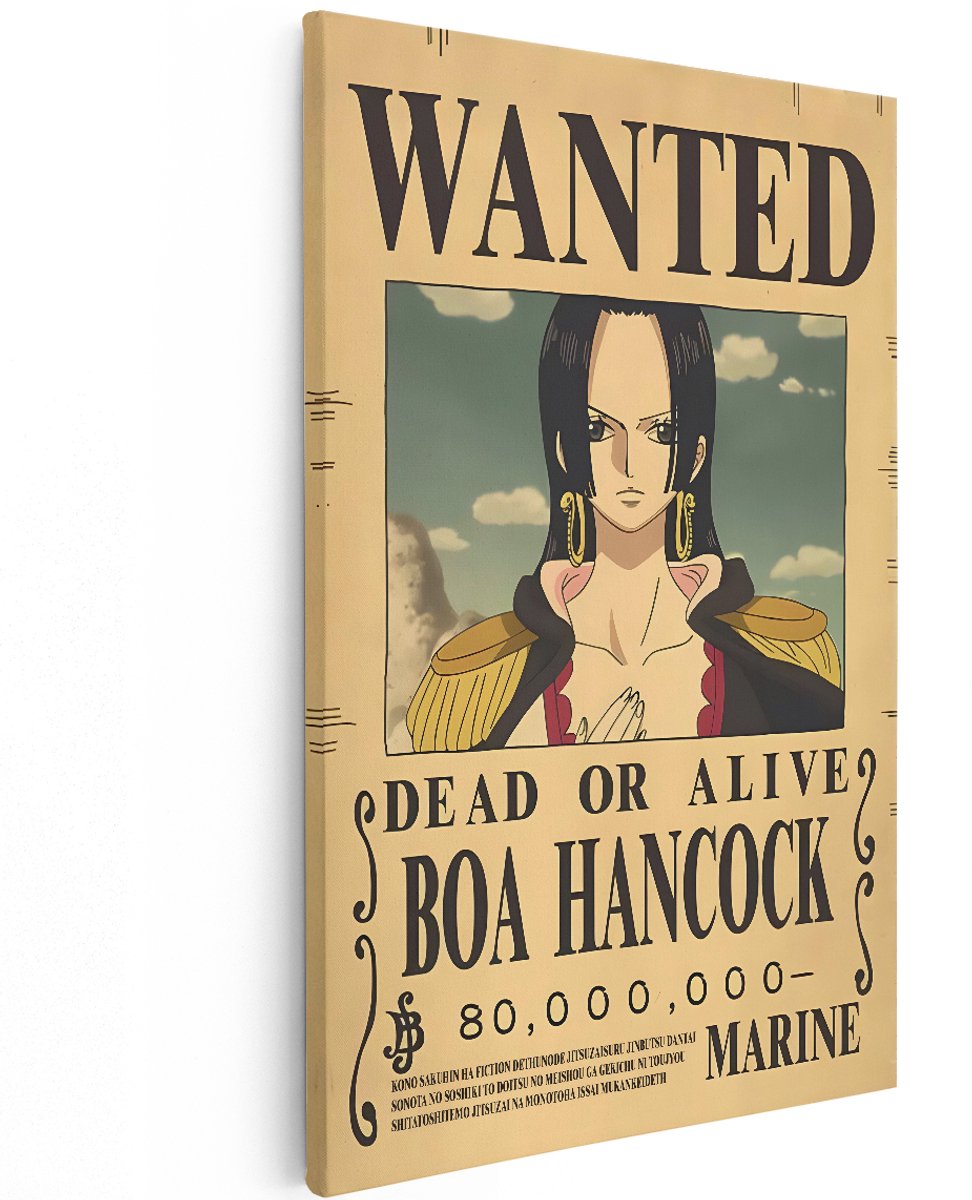 Artaza Canvas Schilderij Boa Hancock - 120x180 cm - Groot - One Piece Wanted Poster - Muurdecoratie Anime - Decoratie Slaapkamer Jongen - Vintage