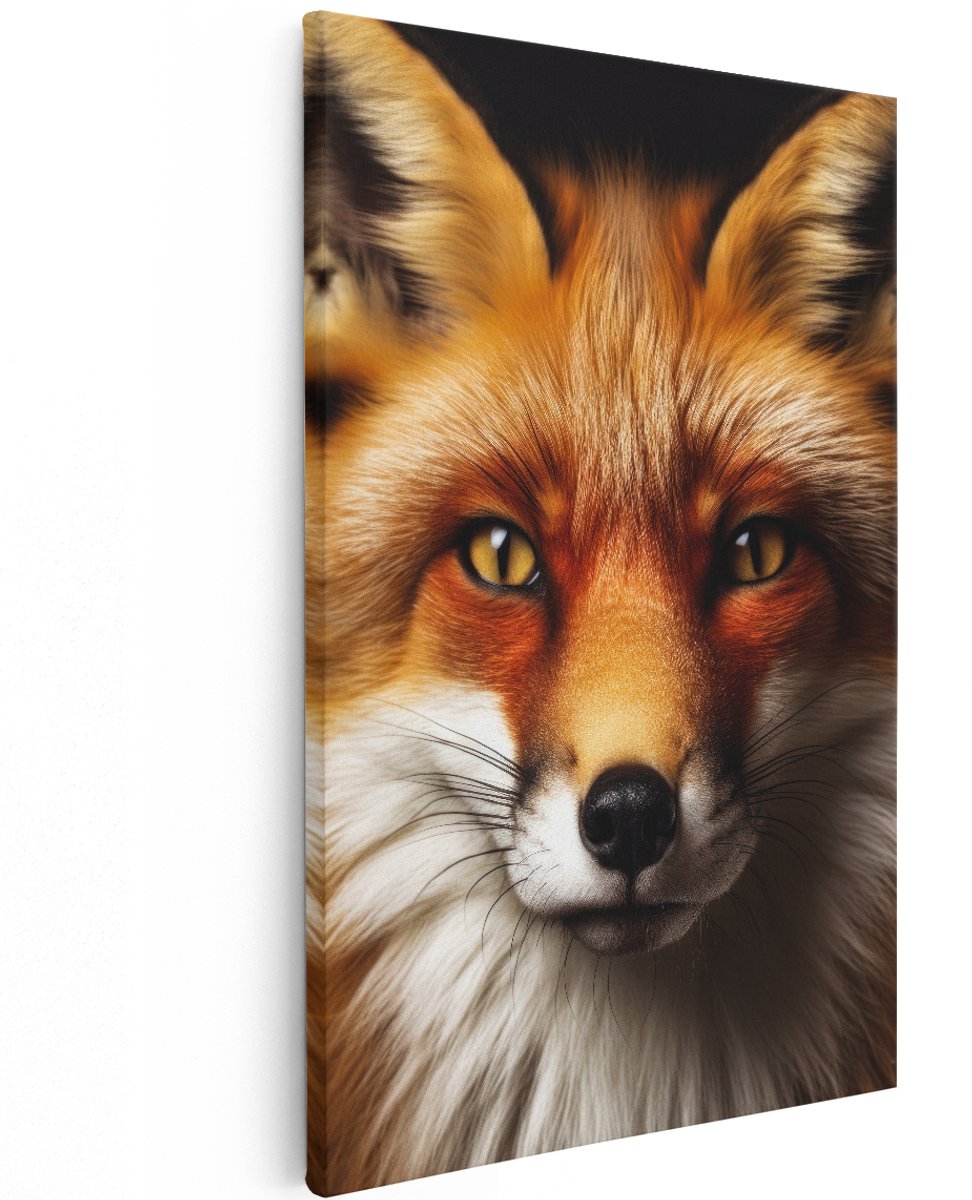 Artaza Canvas Schilderij Vos - 120x180 cm - Groot - Wanddecoratie Dieren Portret - Muurdecoratie Natuur - Schilderijen Op Canvas Woonkamer