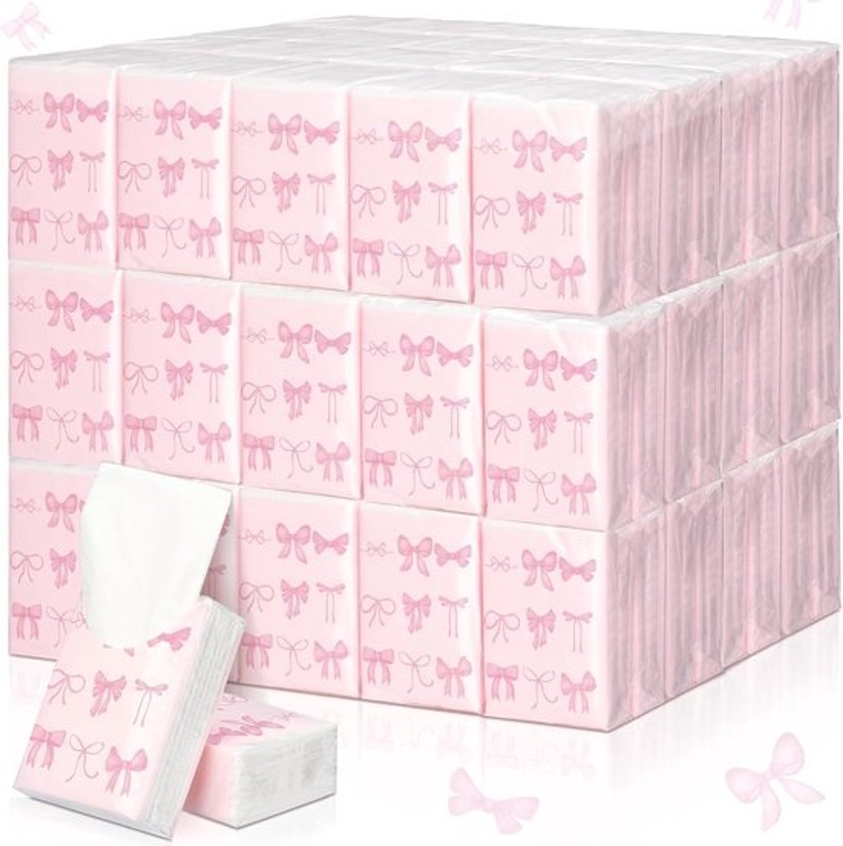 20 Pak Roze Reis tissuepakketten 1000 Vellen Mini Pocket Tissues Voor Onderweg en Feestartikelen