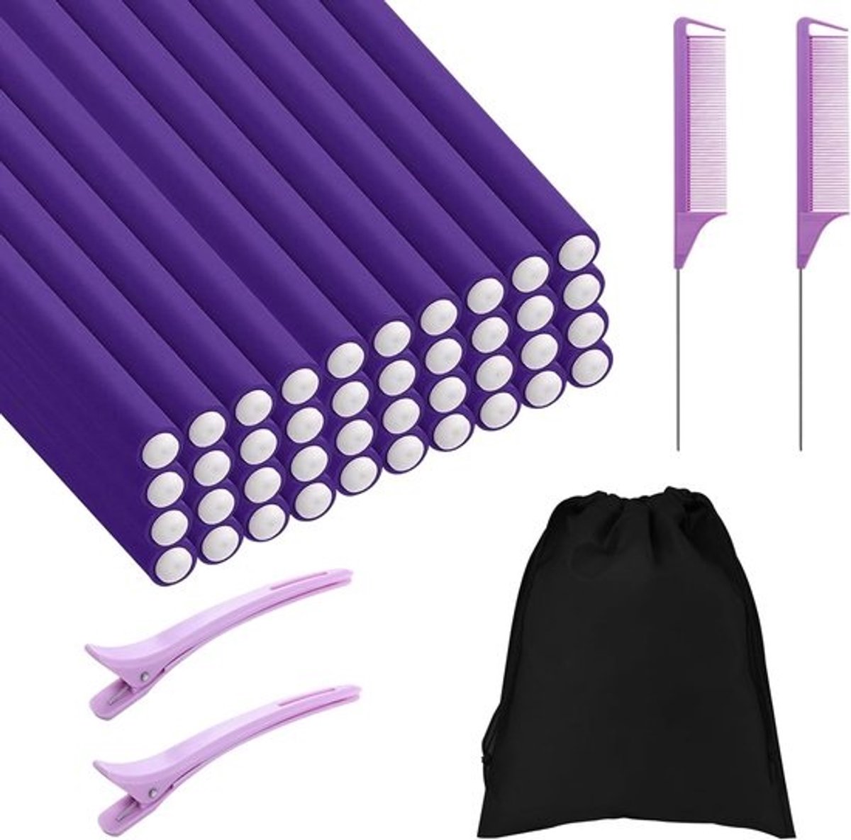 40-delige Flexibele Foam Krulspelden Set - Heatless Krulroller voor alle Haarlengtes