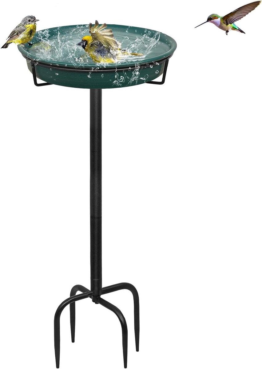 Vogeldrinkbak - Voederbak Tuin - Vogels Voeden - Stabiele Standaard - 896 cm Hoog - Zwart