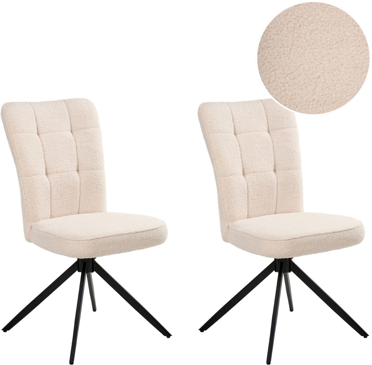 RYAN - Eetkamerstoel set van 2 - Lichtbeige - Bouclé