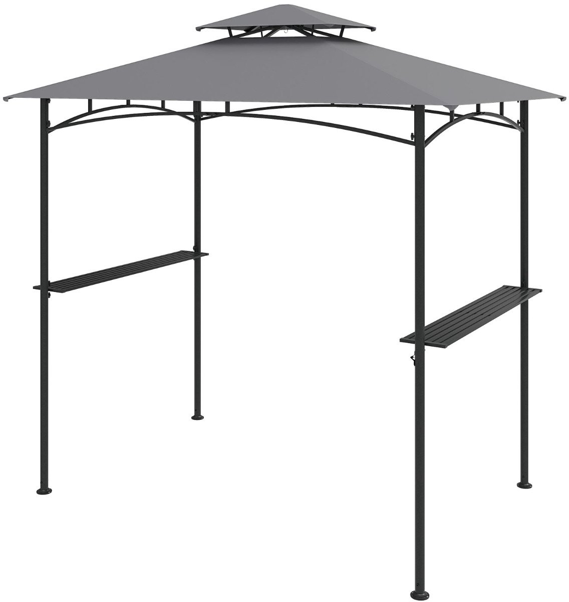 SureDeal® - Kamper - Grillpaviljoen - Dubbel Dak - Zijplanken - Haken Tuinpaviljoen BBQ - 242x150x250 cm - Grijs