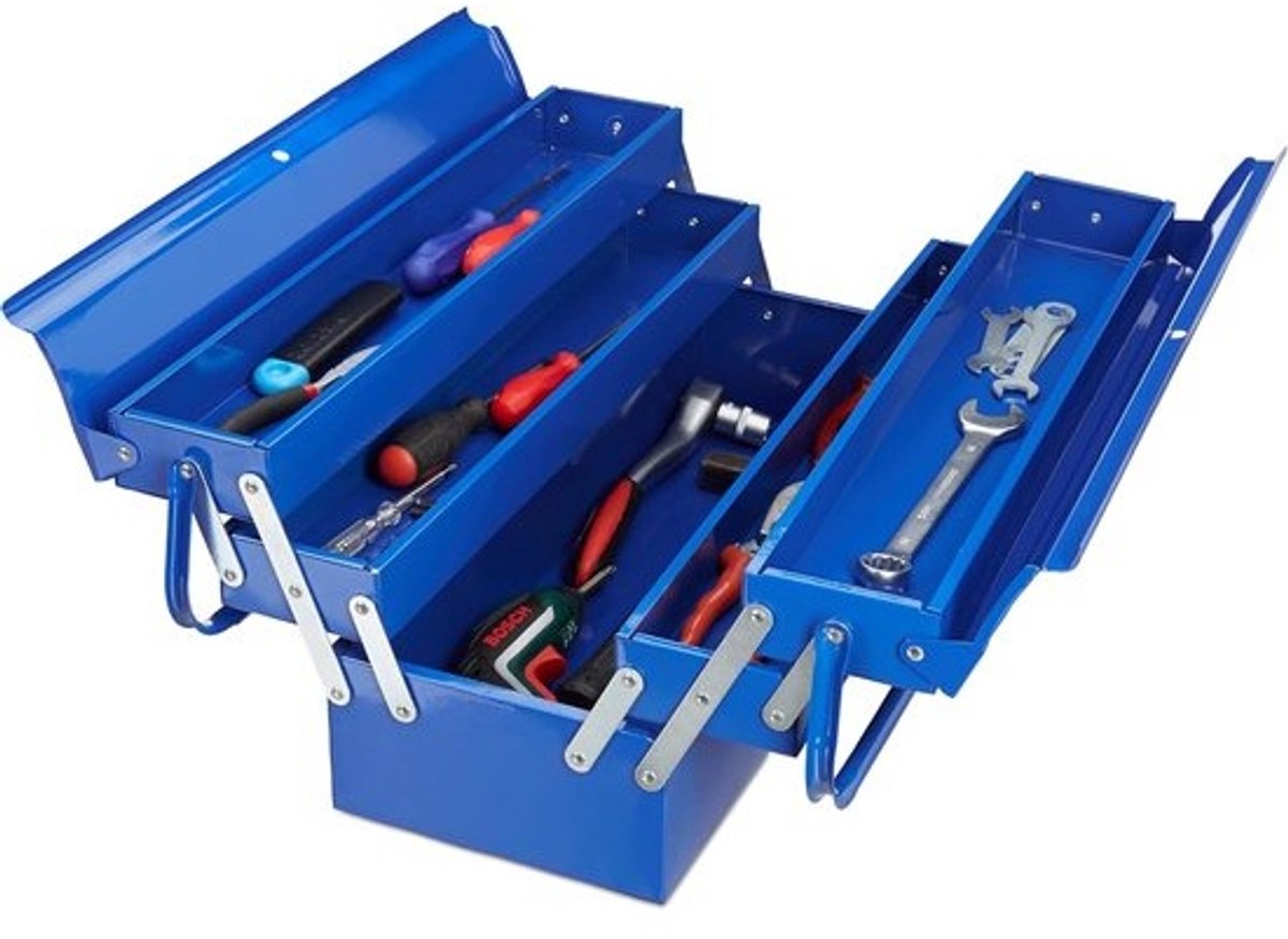 Gereedschapskist metaal leeg - 21 x 53 x 20 cm - Blauw