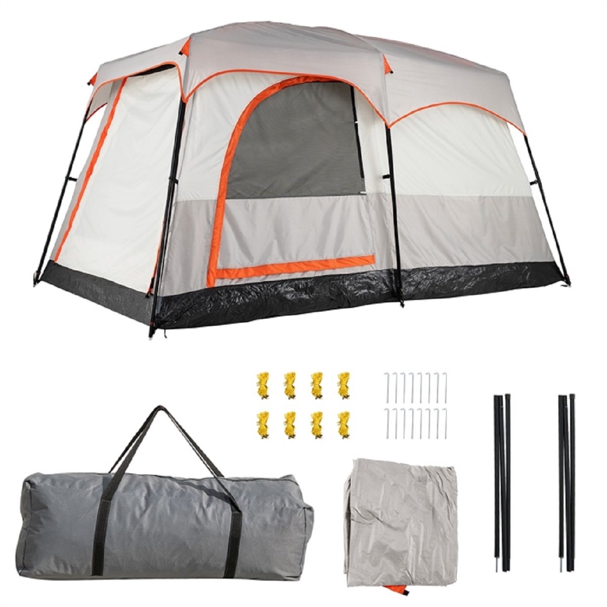 SureDeal® - Kamper - Kampeertent - Personen - Scheidingswanden Regenhoes zeil - Gaasramen - 323x211x189 cm - Blauw