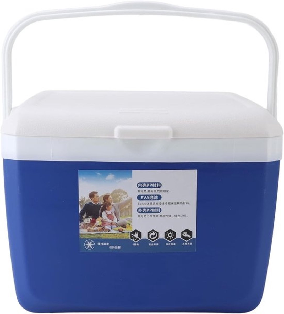 Geïsoleerde Koelbox - Draagbare Cooler - Outdoor Vervoer - Lekvrije Deksel - 13 Liter Inhoud - Blauw