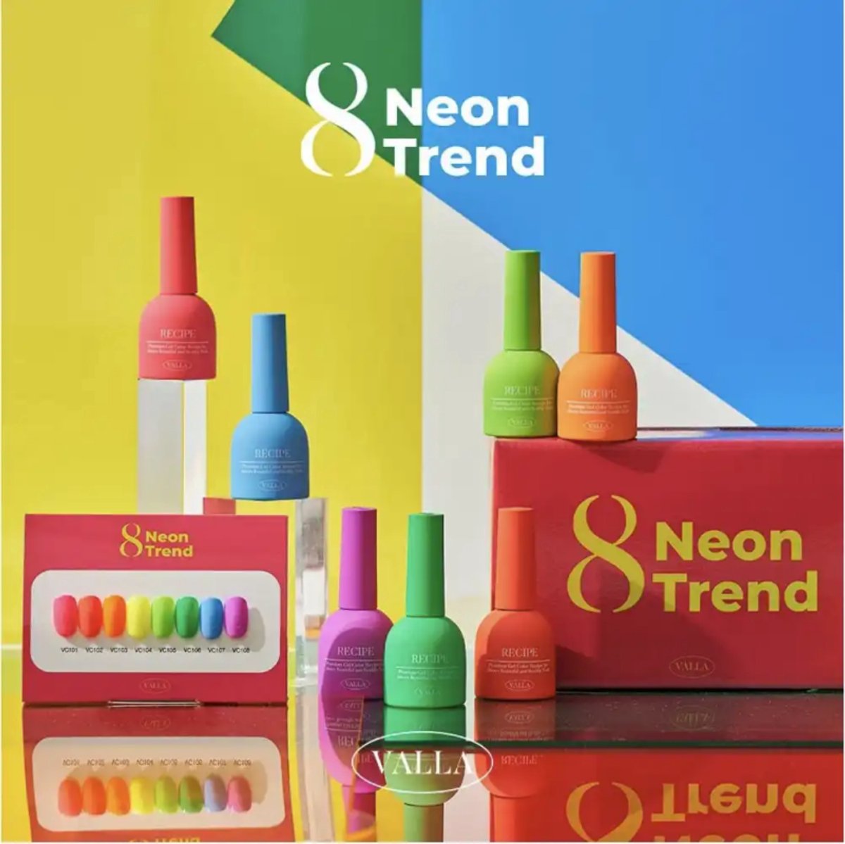 VALLA Neon Trend collection 8pcs/set