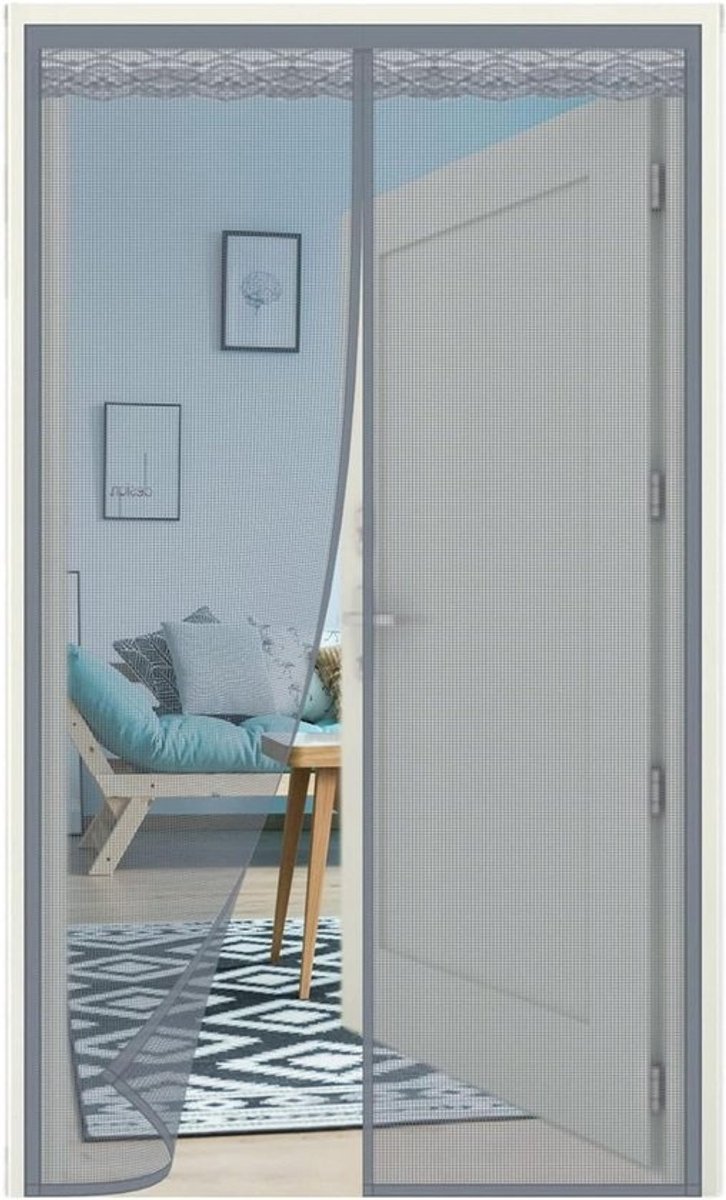 Magnetisch Vliegengaas - Horndeur Vliegengordijn - Insecten Buiten Houden - Automatisch Sluitend - 90x220 cm - Grijs
