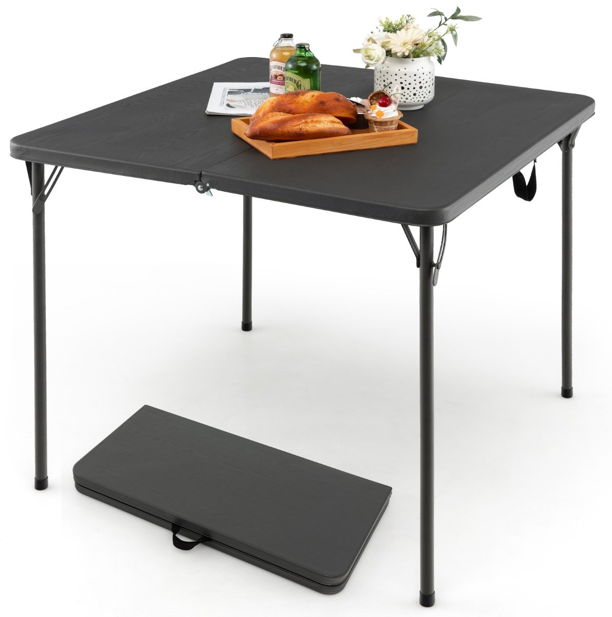 SureDeal® - Kamper - Opvouwbare Tafel - Kamperen Draagbare Picknick - Handvat Lichte Eettafel - Buiten Grijs - 86x86x73 cm - Grijs