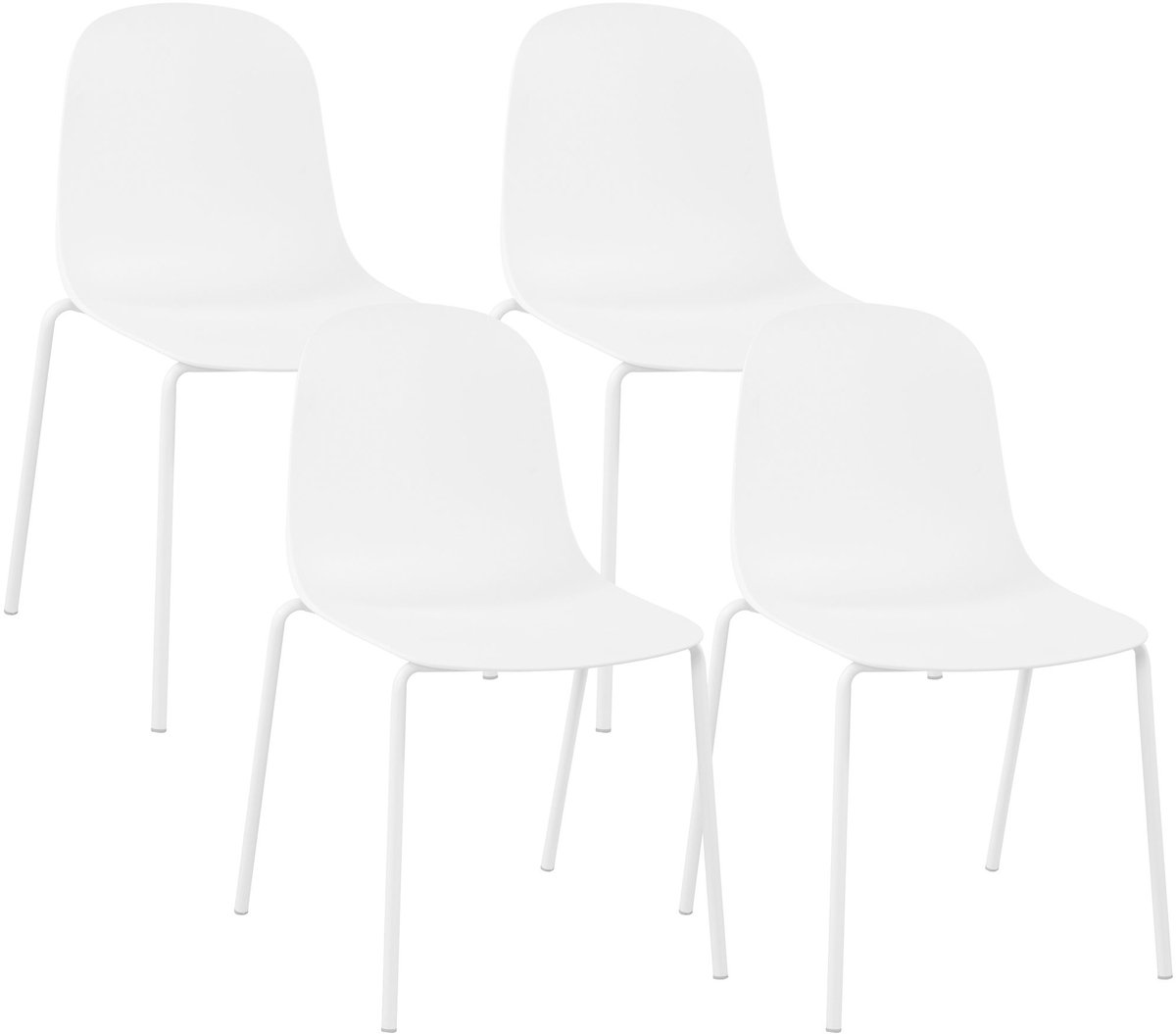 CLP Hardin Set van 4 stapelstoelen - Stapelbaar - Metaal - Kunststof/wit