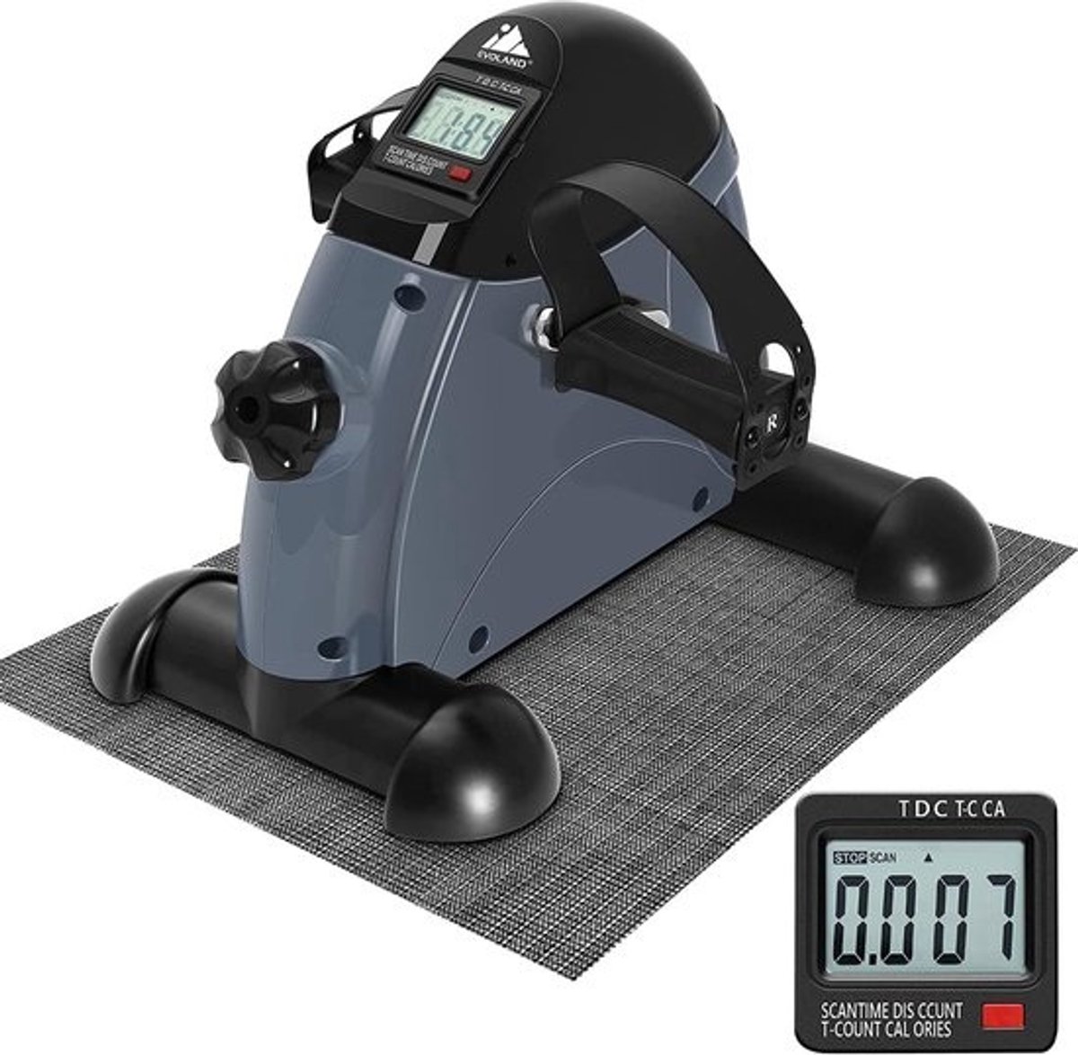 EVOLAND Under desk bike pedal exercise leg pedal machine with handle LCD display, sitting exercise equipment for home and office fitness training