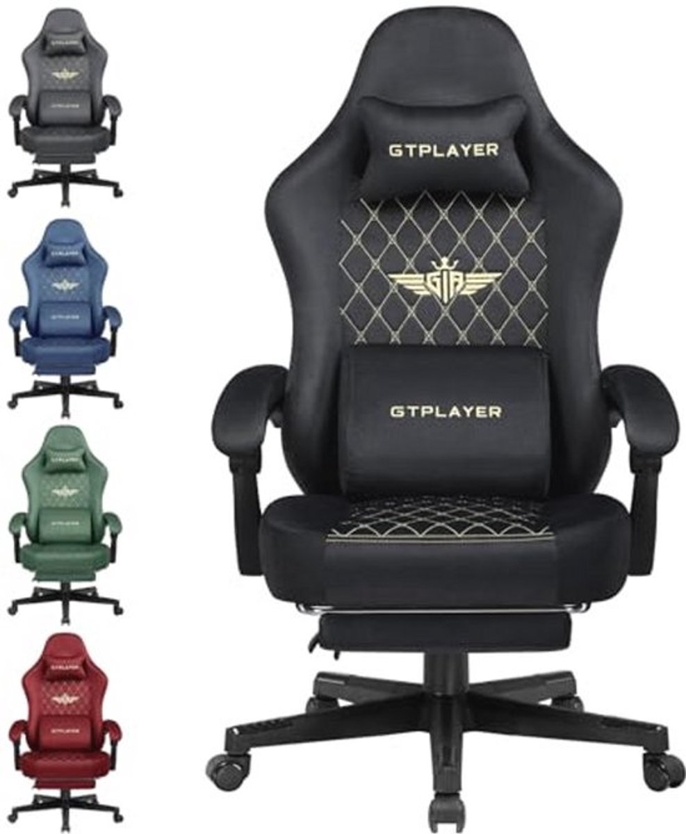 Ergonomische Gaming Stoel voor PC met Verstelbare Armsteunen en Voetsteun