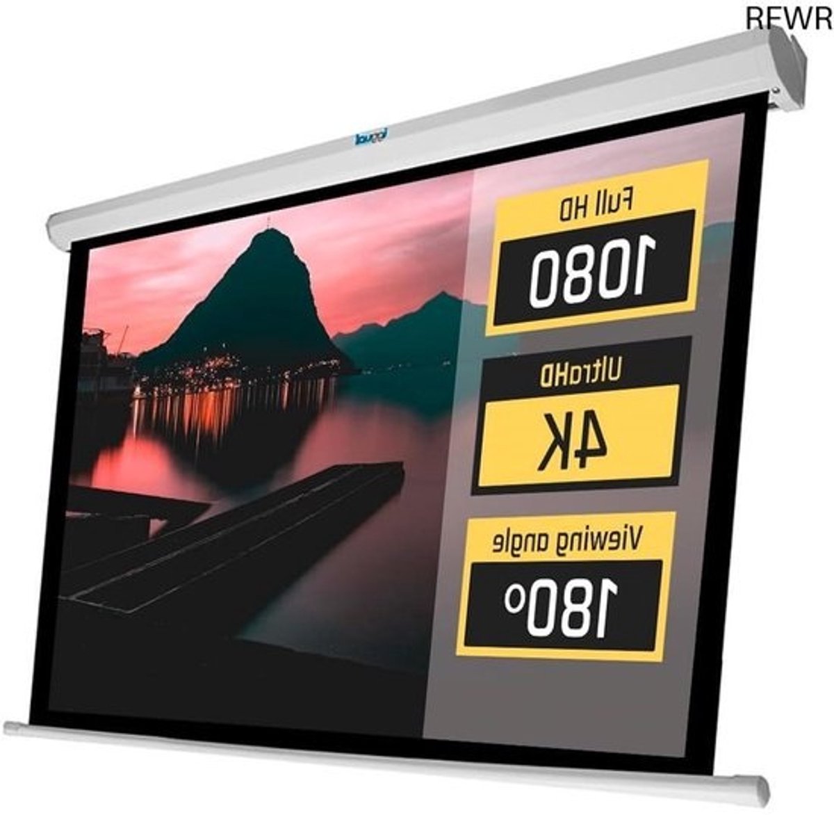 RFWR® Gemotoriseerd projectiescherm 110 inch 16:9 - Zwart/Wit