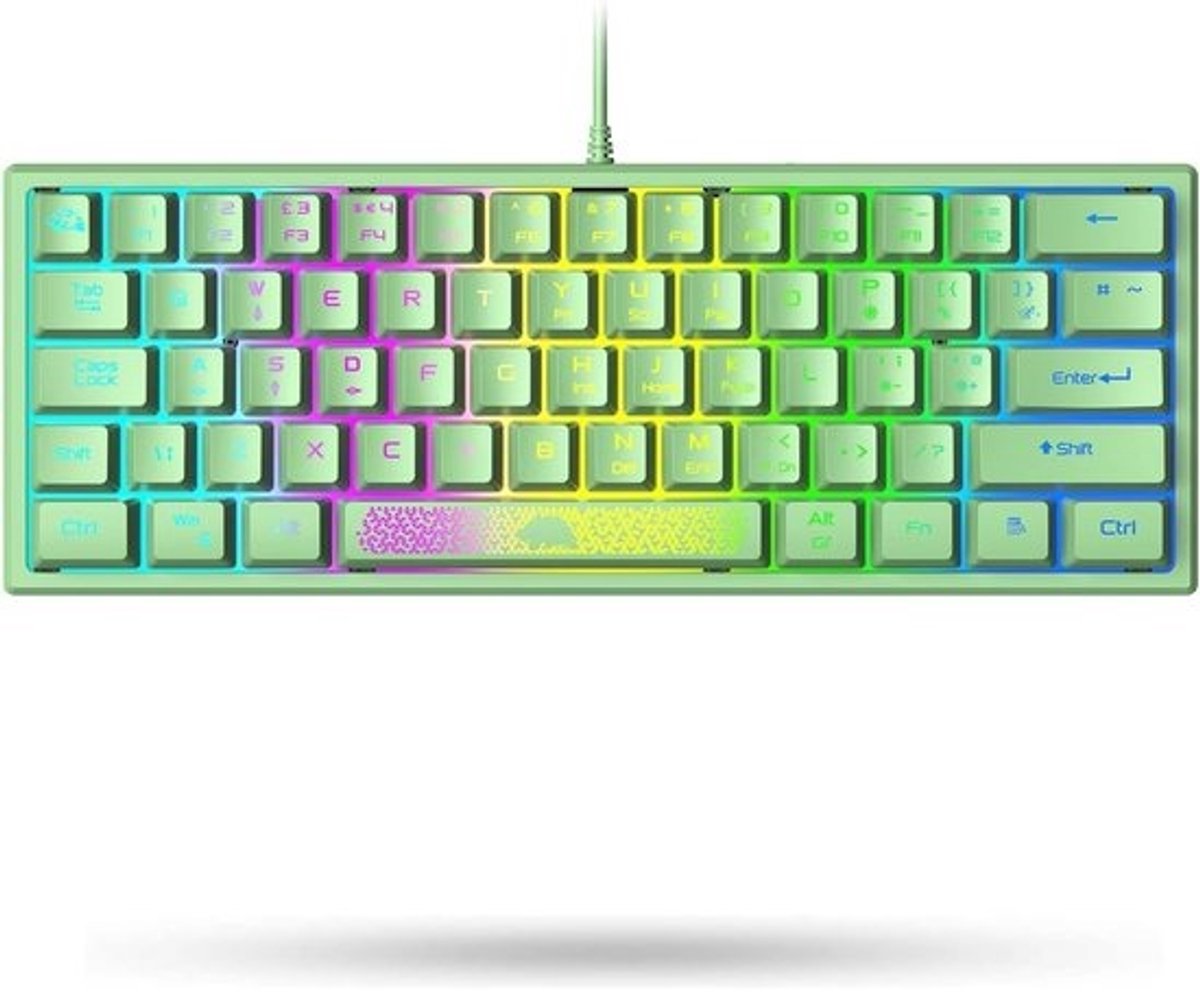 60% UK Compact Gaming Toetsenbord met RGB Verlichting - Mechanisch Gevoel, Ergonomisch en Anti-Ghosting