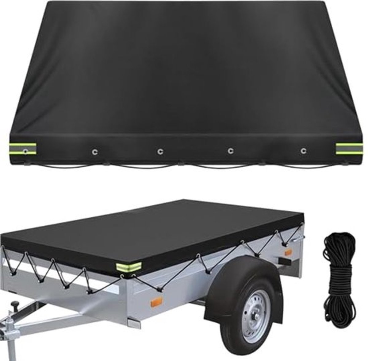 Waterdicht Afdekzeil voor Aanhangers - 214 x 122 cm, 600D Oxford, Scheurvast en Winddicht