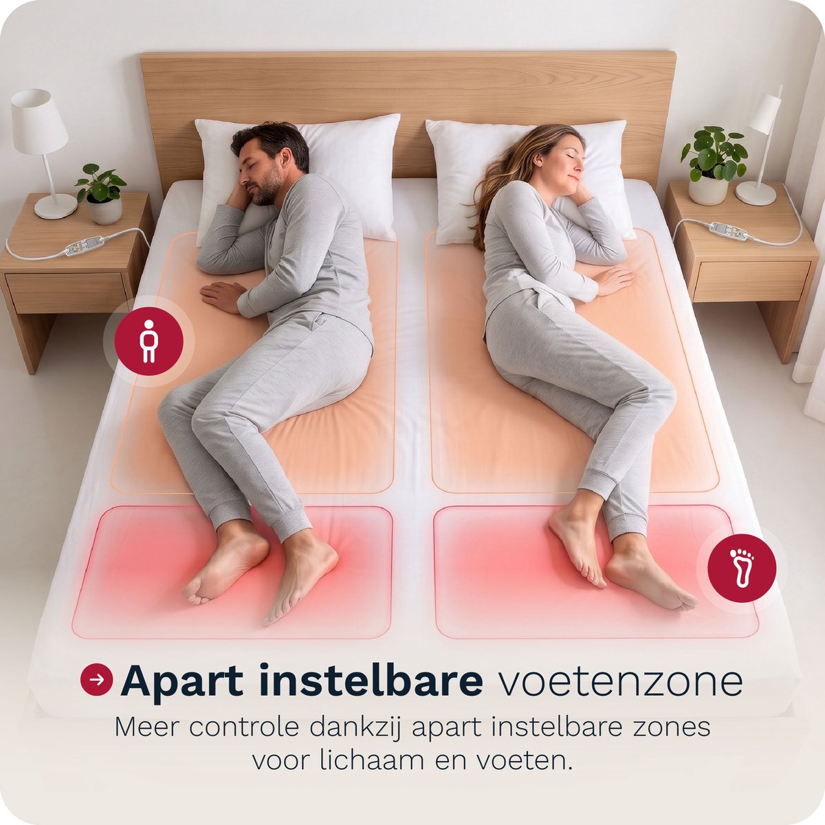 Inventum HN297V elektrische onderdeken 160x160 cm - 2 persoons - Warmtedeken - 9 warmtestanden - 2 zones apart instelbaar - Anti-allergie - Antibacterieel - Fleece - Wit — cadeau in Cadeau-ideeën - foto 4