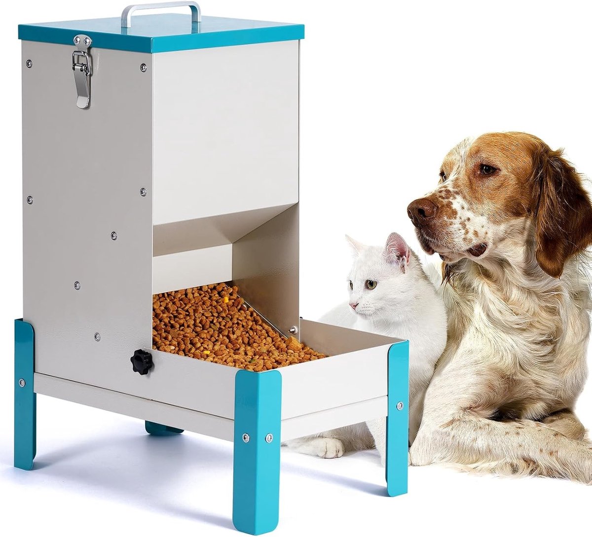 Automatische Voerdispenser voor Katten en Honden, 10 L, Verhoogde Voerbak, Afneembaar en Makkelijk Schoon te Maken, Perfect voor Huisdieren