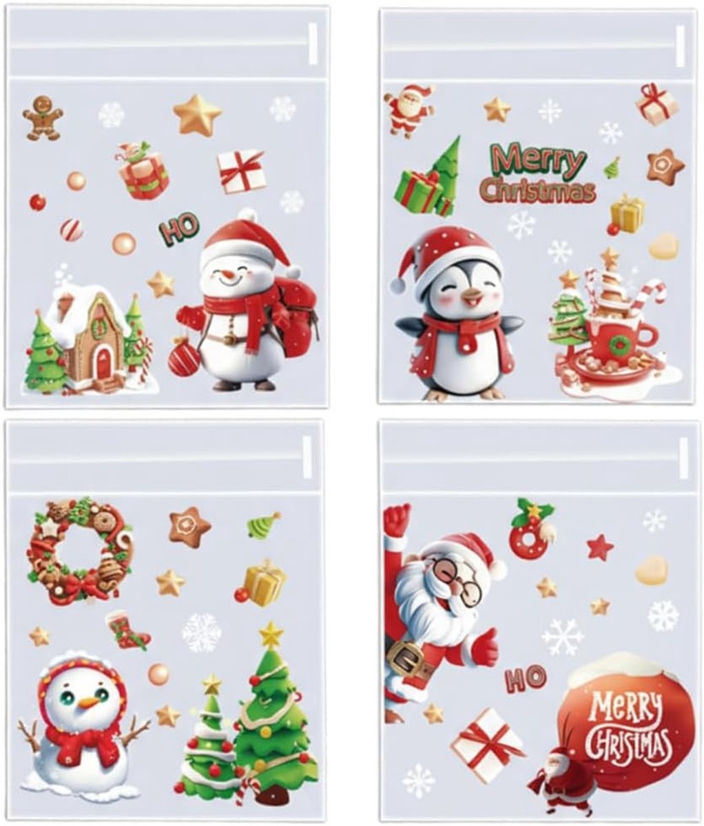 200 Stuks Transparante Cellofaanzakjes voor Kerst, Ideaal voor Cookies, Snoep en Chocolade