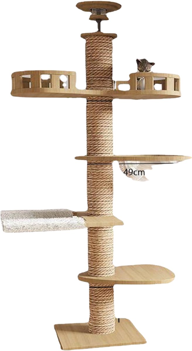 ZRNS® Kattenkrabpaal Plafond - Krabpaal voor grote Katten - Hoogte Verstelbaar