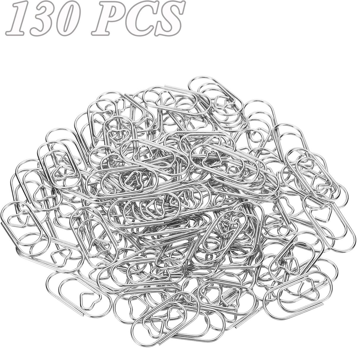 Hart- en Ovaalvormige Paperclips - 130 Stuks in Transparante Doos, Zilverkleurig, Ideaal voor Kantoor en School, Organiseren en Documenten Bevestigen