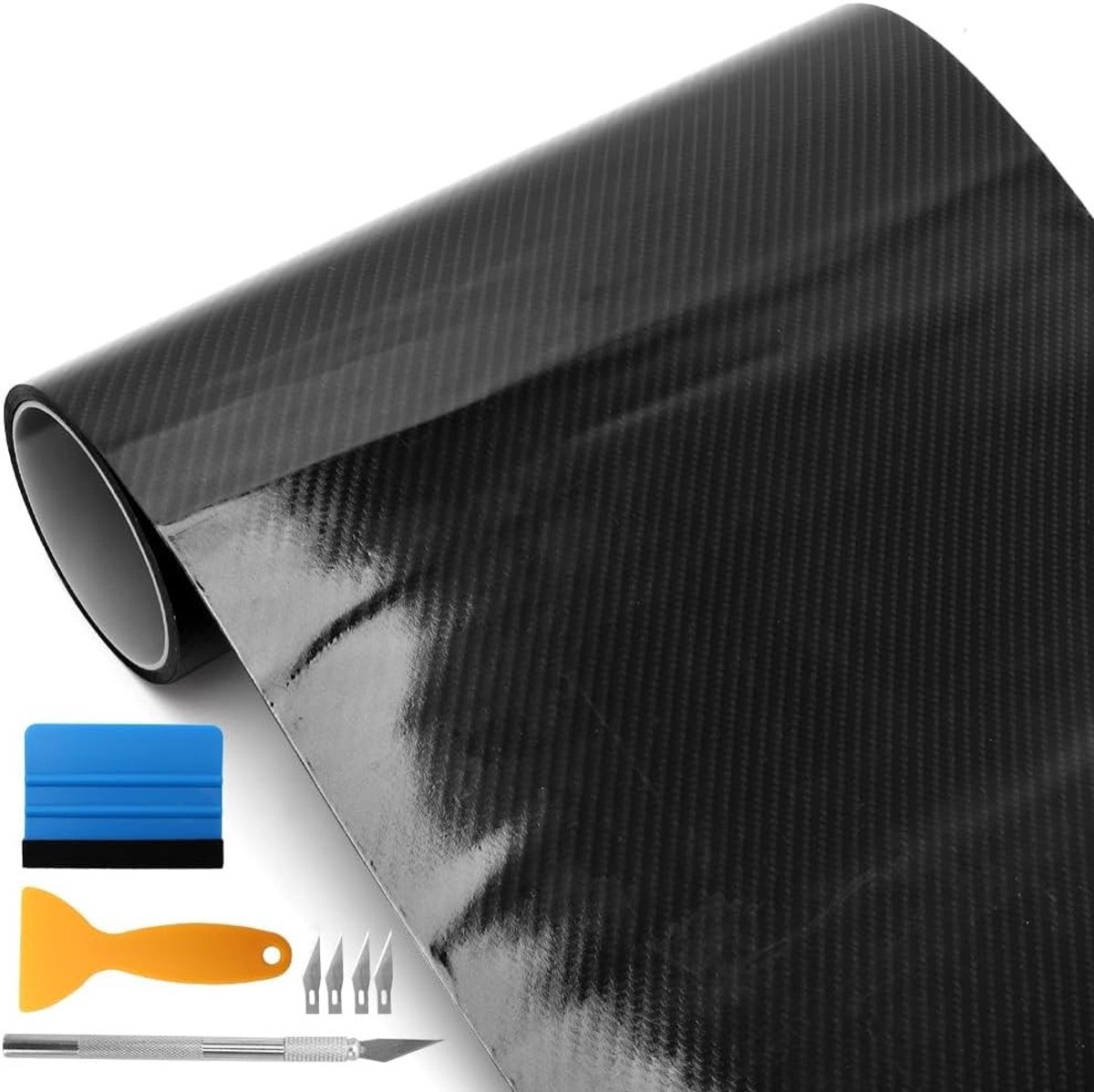 6D Carbon Film voor Auto, Motor en Fiets - Zwart Zelfklevend Vinyl 300 x 30 cm voor Lakbescherming en Accessoires