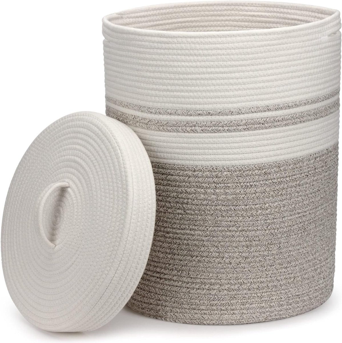 DailySupplies® Rieten Wasmand met Deksel - 37x37x52 CM