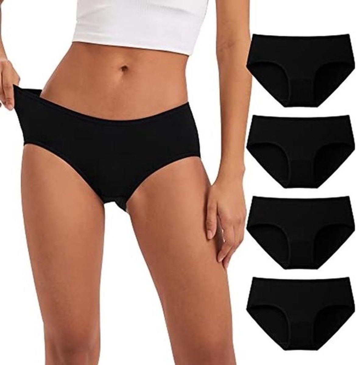 Zachte Katoenen Dames Onderbroeken Medium Taille Hipster 4-Pack