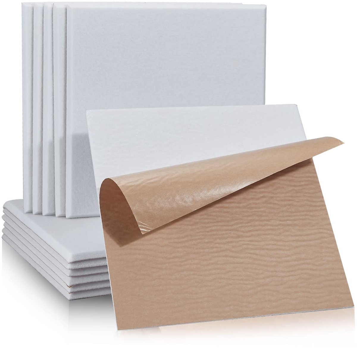 Vierkante Akoestische Panelen - Zelfklevend Geluidsabsorberend met Hoge Dichtheid - Voor Wanden, Plafonds, Hout & Deuren - Wit, 30x30x0.9 cm, 12 stuks