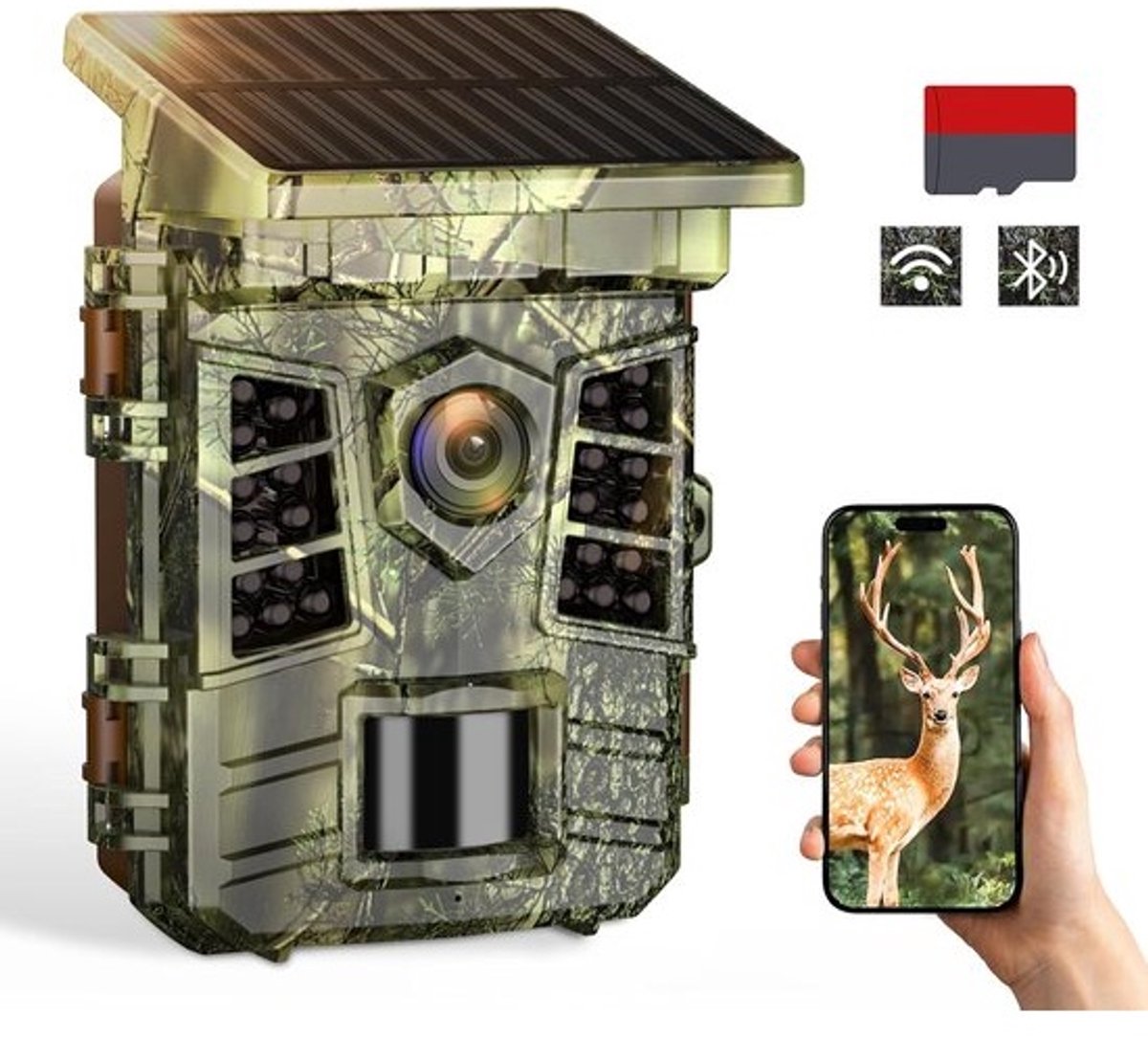 Wildlife Camera - Natuurcamera Trailcam - Dieren Observeren - 60MP 4K Resolutie - 25m Bereik - Groen