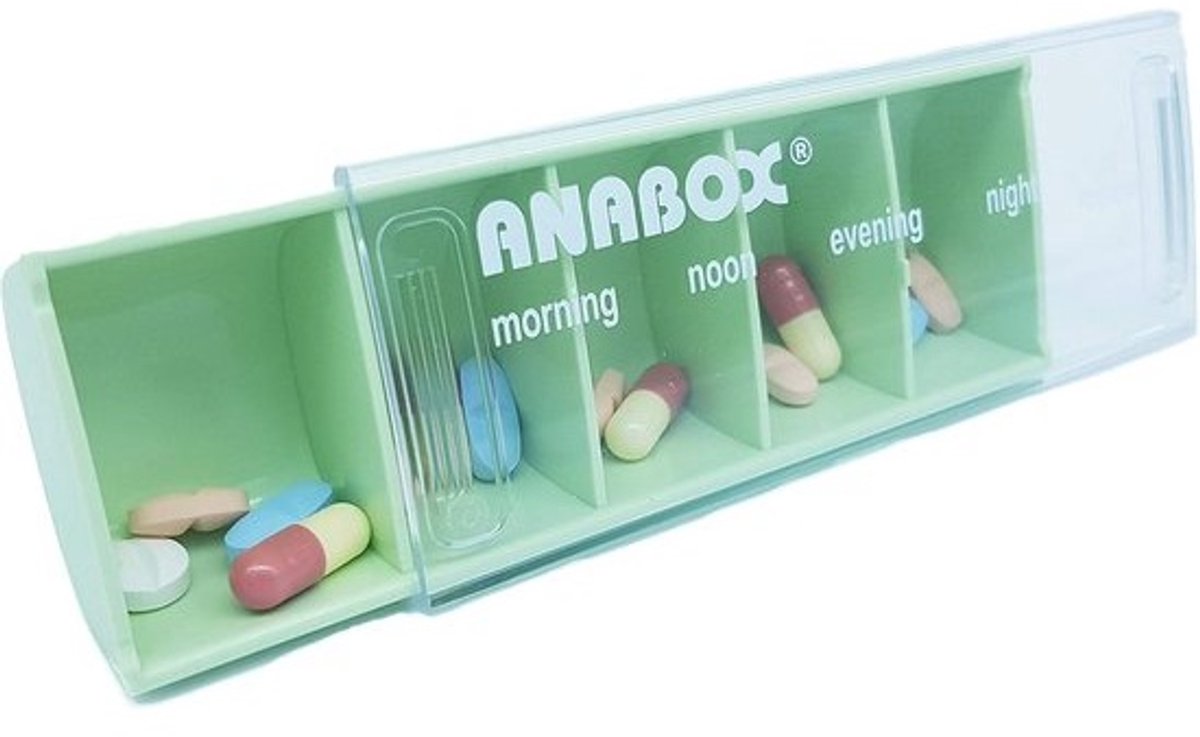 Dagelijkse Medicijndoos met 5 Vakjes Pastelgroen