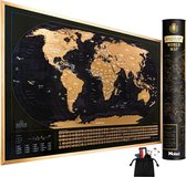 Nolad - Kras Wereldkaart - Scratch Map - Wereldkaart Wanddecoratie - Wereldkaart Poster - 82.5 x 59,5CM - Zwart