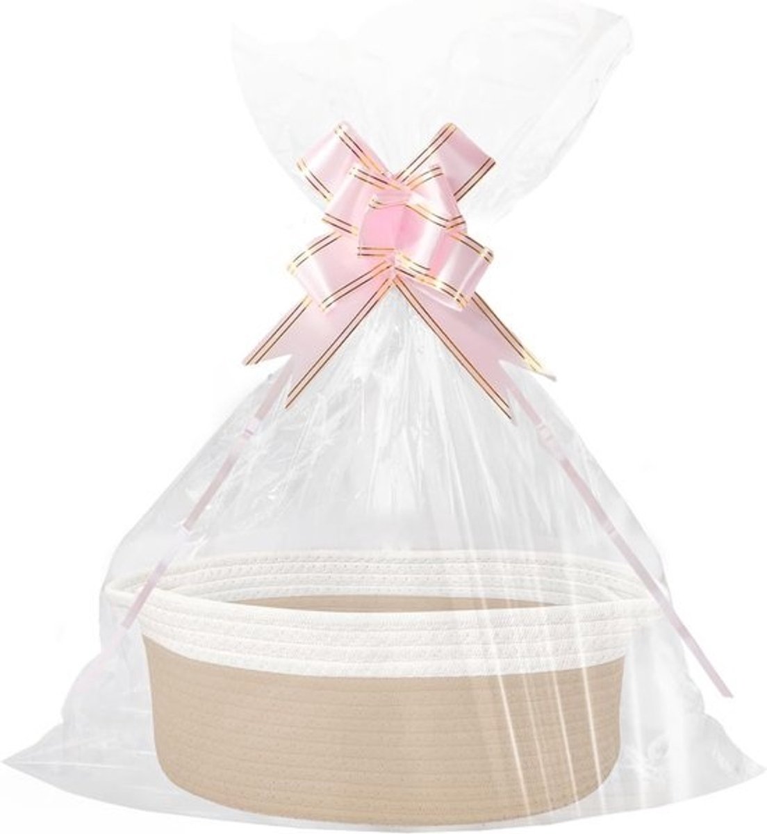 Grote Gevlochten Cadeaumand Leeg met Geschenkzakken en Lint - Idee voor Cadeauverpakking Feestdagen en Gelegenheden