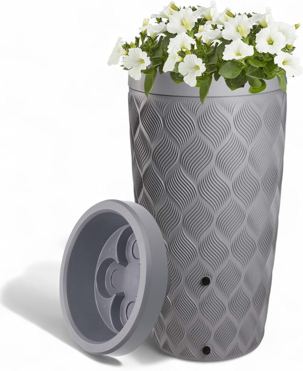 Regenton Plantenbak - Wateropslag Tuin - Duurzaam Water Gebruiken - 2-in-1 Functie - 240 Liter - Antraciet