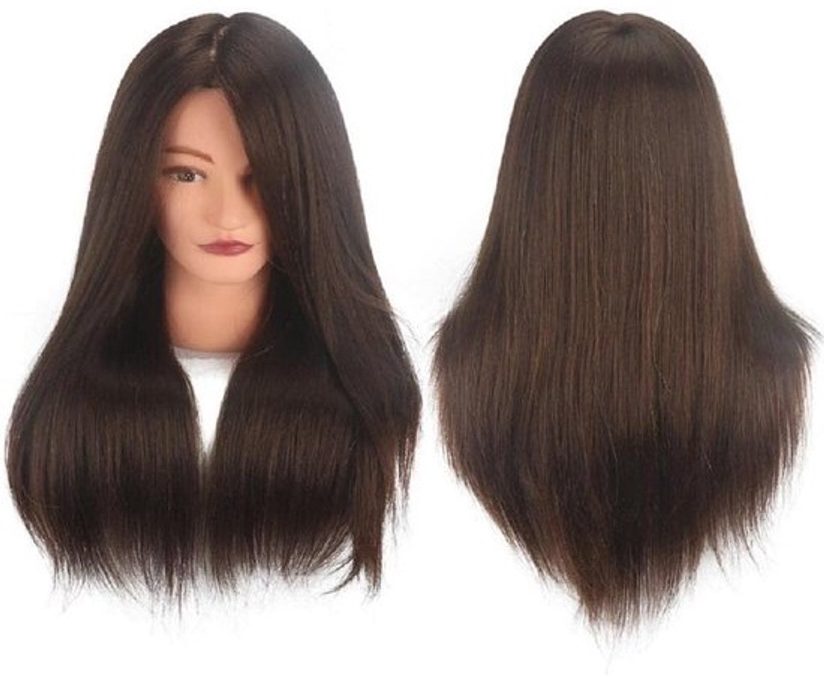 Oefenhoofd met 100% Echte Menselijke Haar - 45,7 cm Bruin Voor Kappers en Stylisten