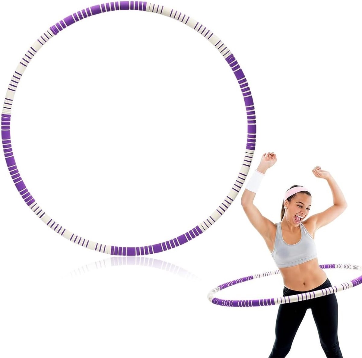 Fitness Hula Hoop voor Volwassenen, 1.1 kg, Ideaal voor Buikspieroefeningen, Vetverbranding en Intensieve Training, 8 Segmenten, Verstelbaar en Verwijderbaar