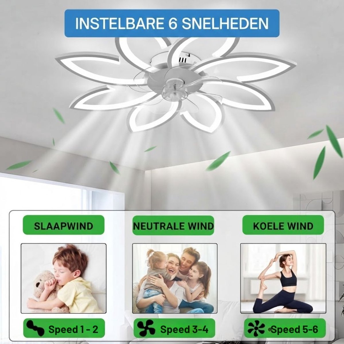 LNM® Ventilator Plafond - Ventilator - Ventilator Staand Afstandsbediening - Zwart - 78cm x 78cm x 14cm – foto 3