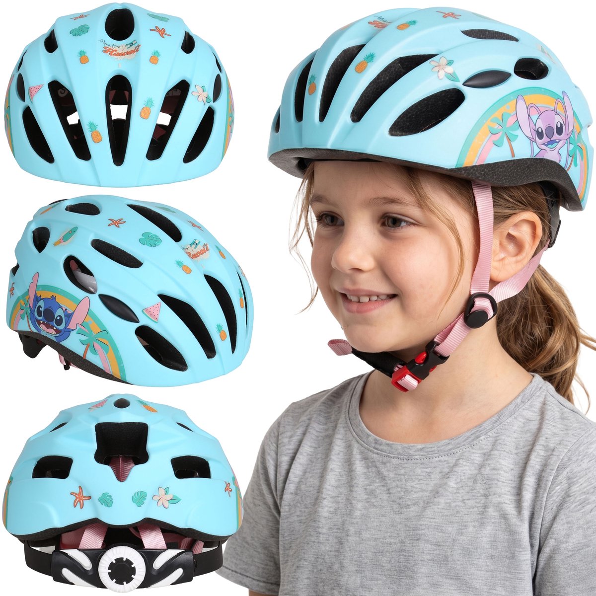 DISNEY Stitch VEILIGE fietshelm IN-MOLD voor meisjes, VERSTELBAAR 48-52 cm