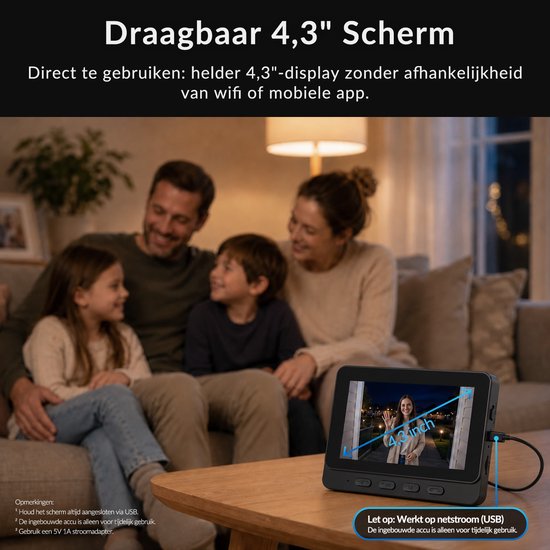 Draadloze Video Deurbel met Camera - 2.4GHz Zonder WiFi & App - IP65 Waterdicht - Nachtzicht & Tweeweg Audio - Automatische Foto & Video - Geen Abonnement — afbeelding 3