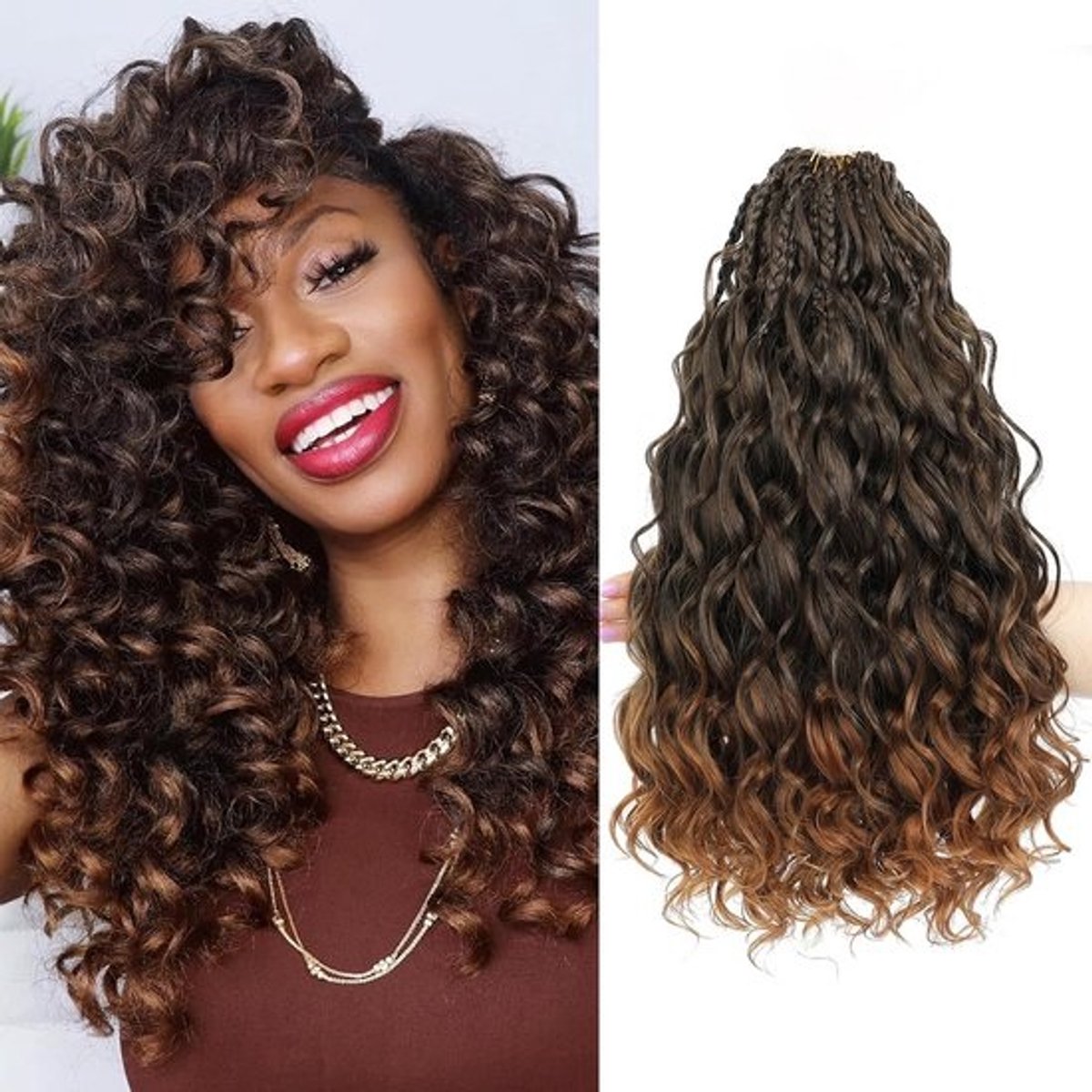 Voorgelust Ocean Wave Crochet Haar 8 Packs Kort Boho Krullend Synthetisch Vlechthaar