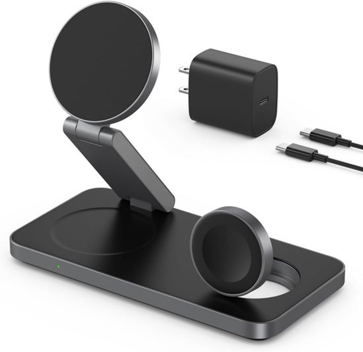 Magnetische 3-in-1 Draadloze Oplader, Opvouwbaar Dock voor Smartphone, Horloge en Oortelefoons