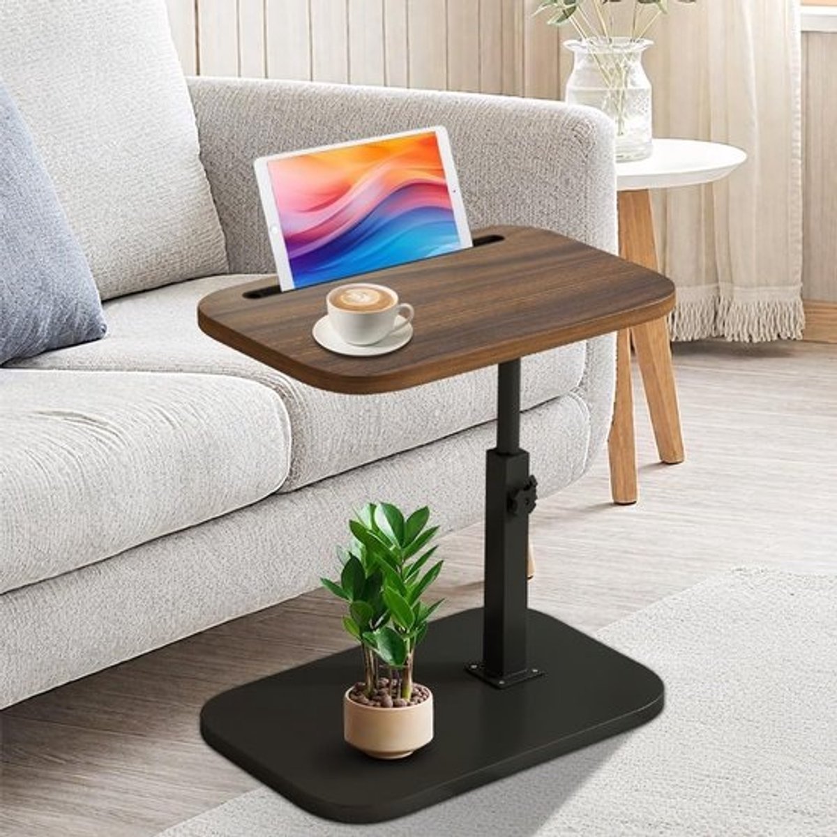 C-Vorm bijzettafel Draaibaar & In Hoogte Verstelbaar - Sofa Tafel Laptop Tafel voor Woonkamer/Slaapkamer