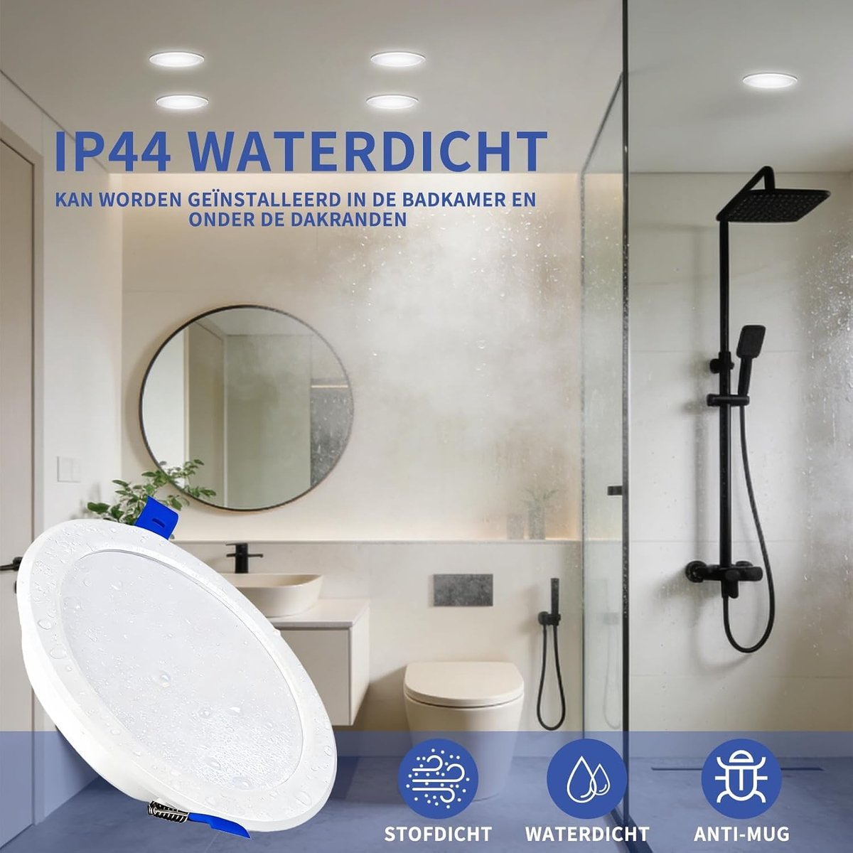 Dimbare LED Inbouwspot - Wit - Uitsparingsdiameter Ø75-90mm - 25mm Dik - Voor Badkamer, Woonkamer, Keuken, Winkel