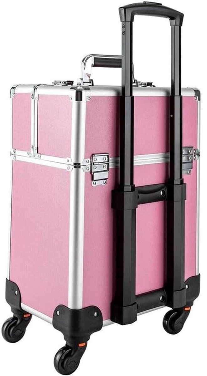 Professionele Cosmetica Trolley met Wielen en Slot - Multifunctionele Make-up Koffer met 4 Lades