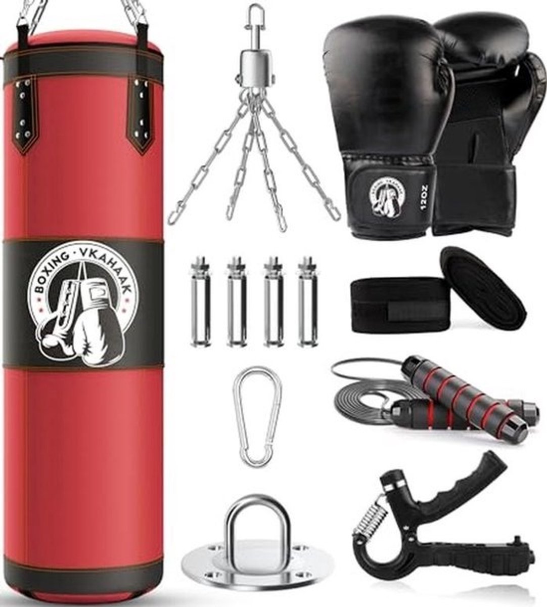 Zware Bokszak voor Volwassenen en Kinderen met Handschoenen en Accessoires voor MMA en Kickboksen