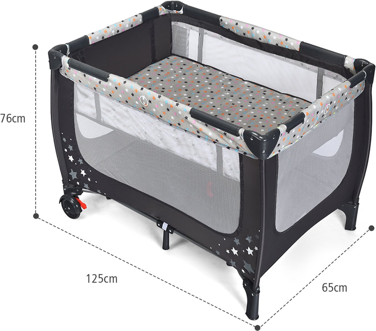 SureDeal® - Ledikant - Reisbed - Box Inklapbaar Kinderbed - Matras - Draagtas Draagbare Kinderbox - 125x65x76 cm - Grijs