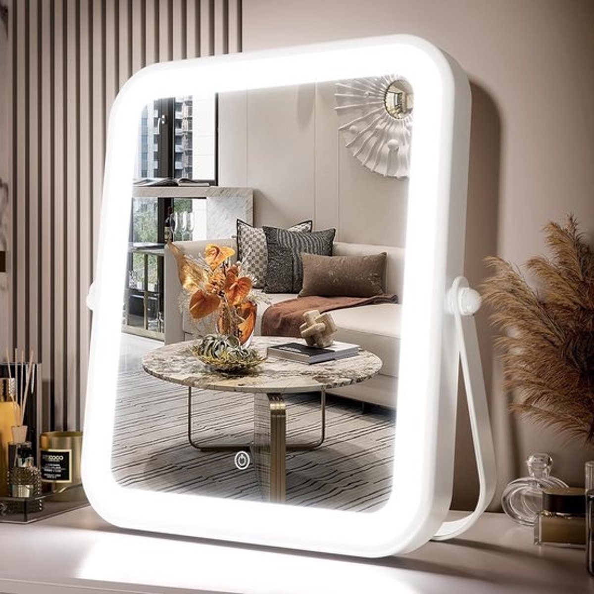 Verlichte Make-upspiegel met 5x Vergroting en 3-Kleur LED-Verlichting