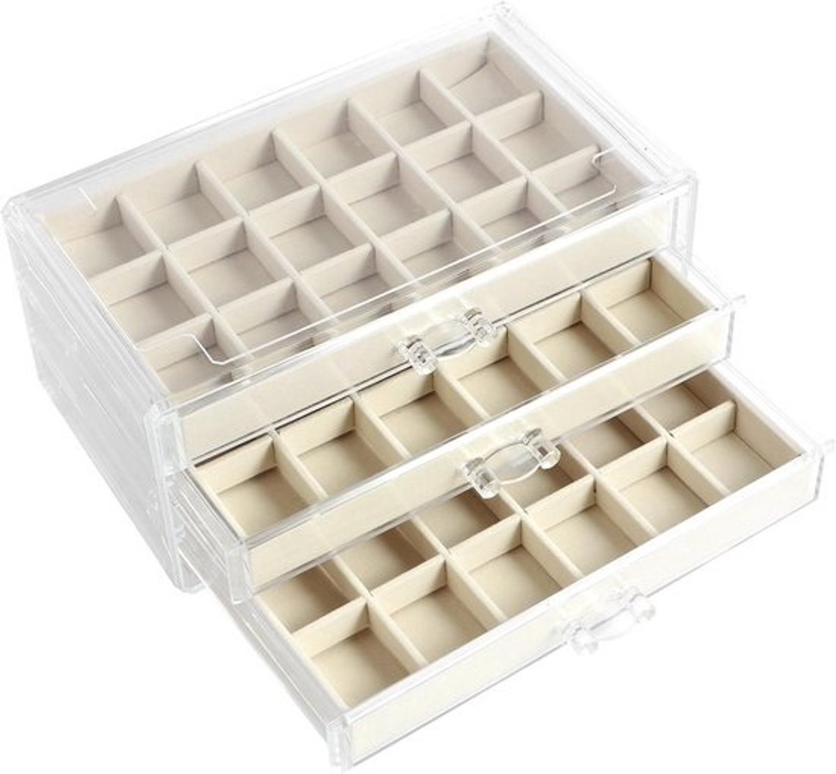 Display Case met 3 Lades voor Kristallen en Sieraden - Ruime Opbergdoos met 54 Vakken