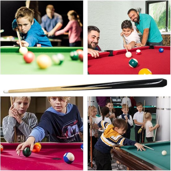 Kinder Poolkeu - Biljartstok Kort - Oefenen met Spel - Handgepolijst Hout - 90 cm - Natuurlijk Hout — afbeelding 5